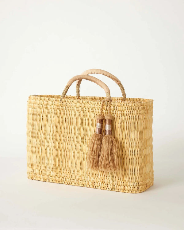 Mogador Rattan Bag – Handmade Woven Tote with Beige Tassel (Small, Medium, Large)