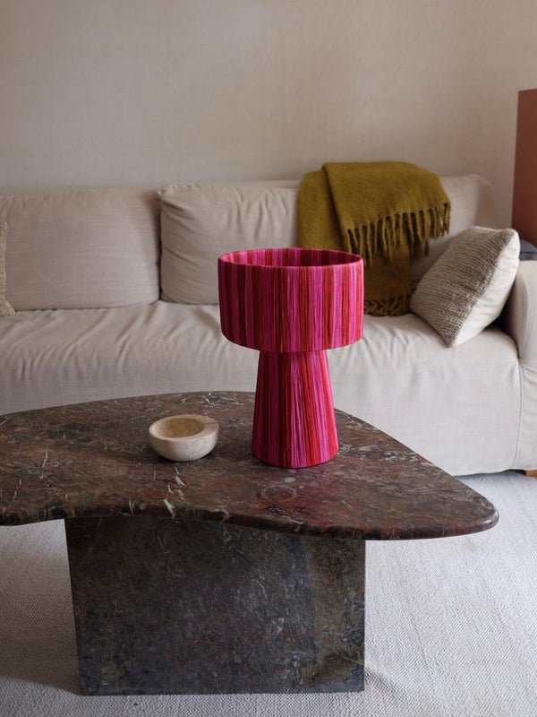 Handcrafted Pink Raffia Table Lamp – Modern Accent Lighting