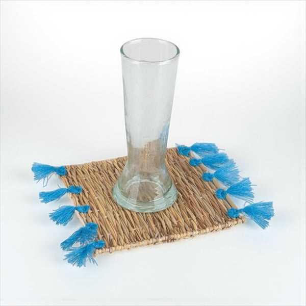Handwoven Mini Rattan Square Placemat 3.93"