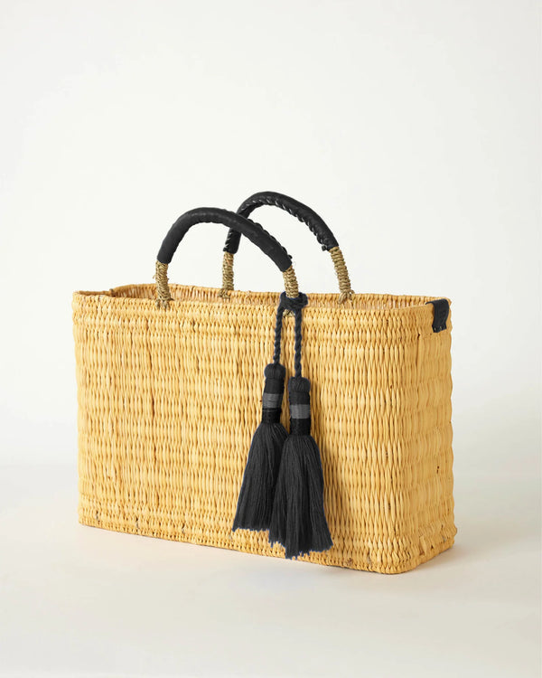 Mogador Rattan Bag – Handmade Woven Tote with Black Tassel (Small, Medium, Large)